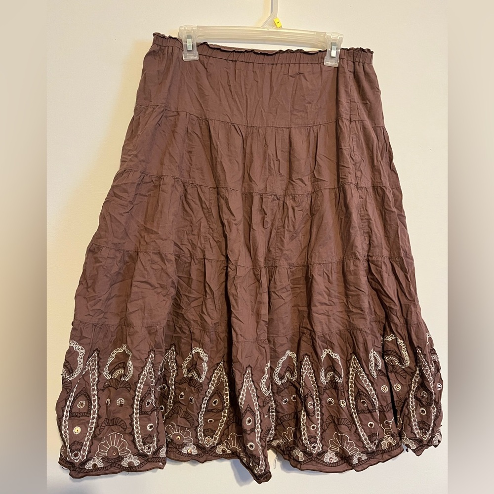 Yag Long Brown Boho Skirt